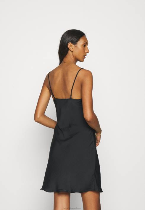 femei cămașă de noapte din satin ciocănit cămașă de noapte neagră Anna Field22841050