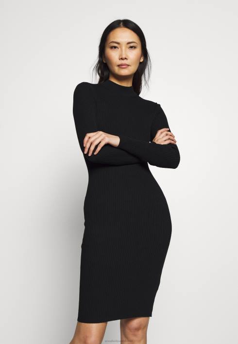 femei crew ausschnitt bodycon ripp mini strickkleid shift dress negru Anna Field2284204