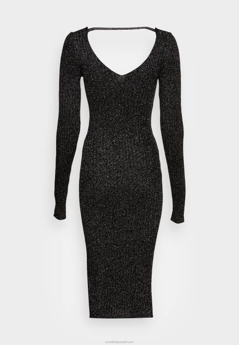 femei lurex v-ausschnitt rochie strickkleid midi neagră Anna Field2284197