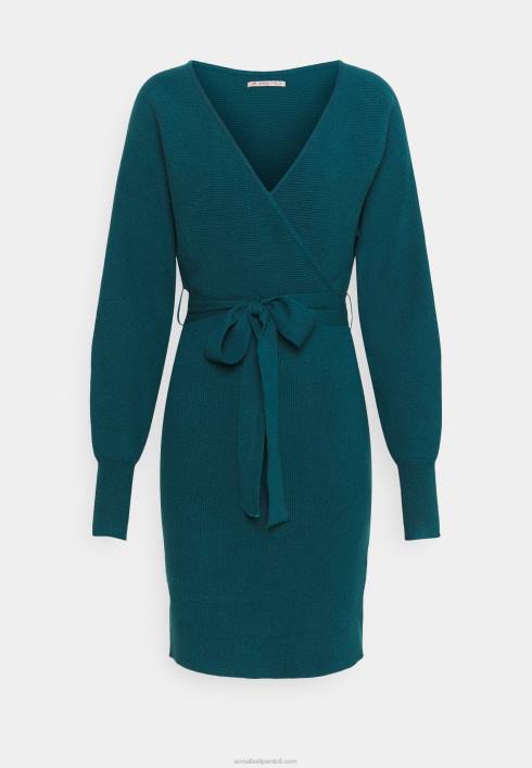 femei wrap v ausschnitt mini strickkleid mit grtel shift dress deep teal Anna Field2284207