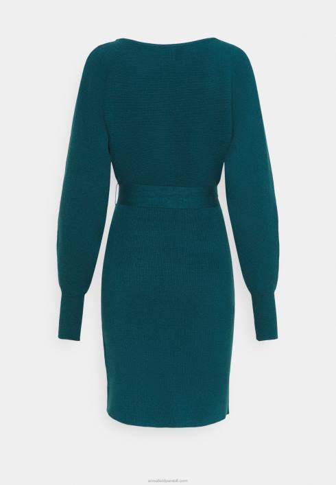 femei wrap v ausschnitt mini strickkleid mit grtel shift dress deep teal Anna Field2284207