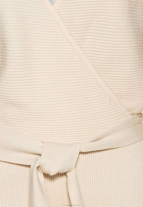 femei wrap v ausschnitt mini strickkleid mit grtel shift dress off white Anna Field2284203