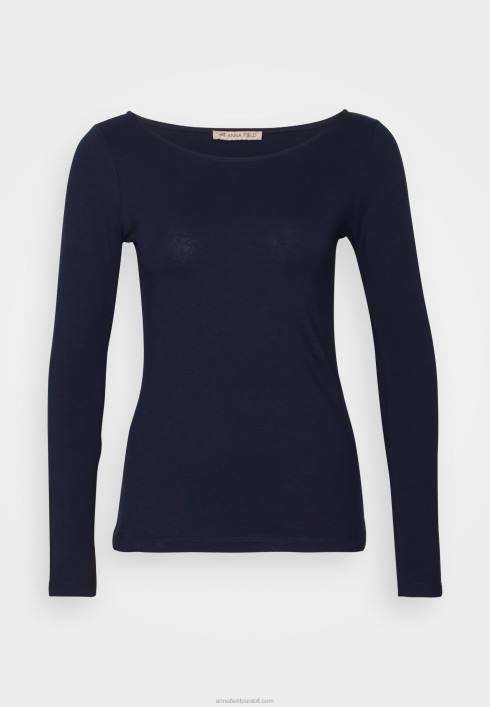 femei Pachet de 2 topuri cu mâneci lungi alb/bleumarin Anna Field2284587