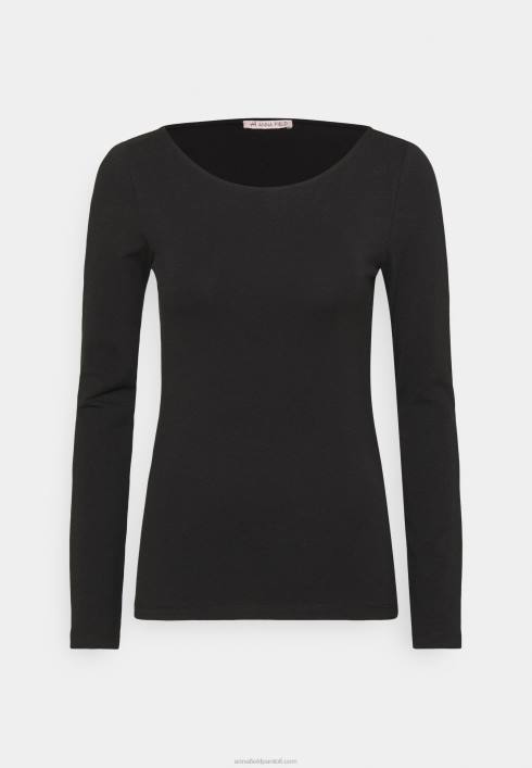 femei Pachet de 2 topuri cu mâneci lungi negru/gri pestriț Anna Field2284525