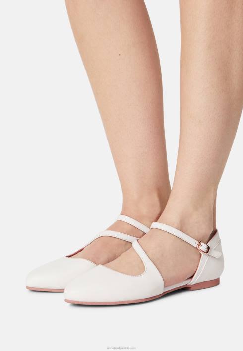 femei balerini din piele cu curea la glezna albi Anna Field22842167