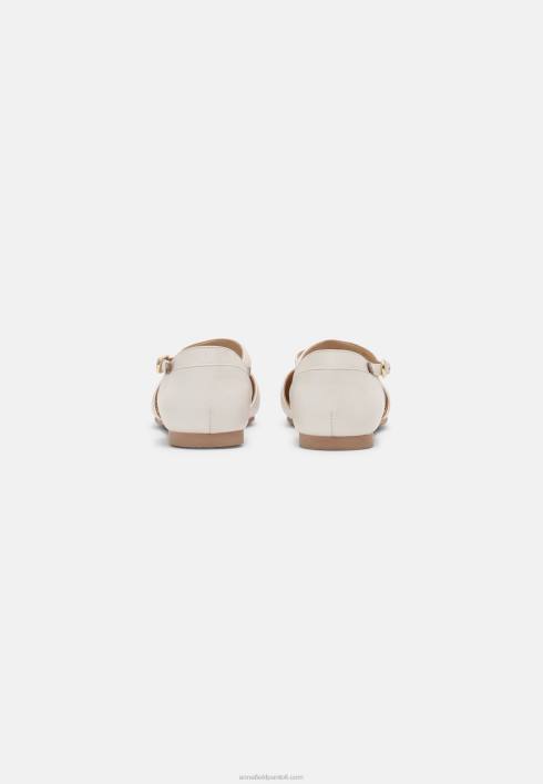 femei balerini din piele cu curea la glezna albi Anna Field22842167