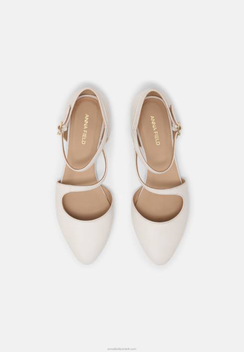 femei balerini din piele cu curea la glezna albi Anna Field22842167