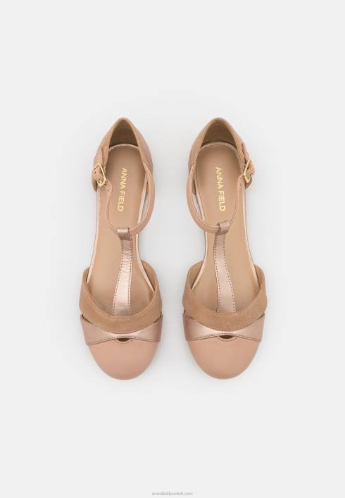 femei balerini din piele cu curea la glezna bej Anna Field22842168
