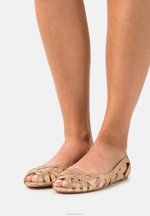 femei balerini peeptoe din piele aurii Anna Field22842131