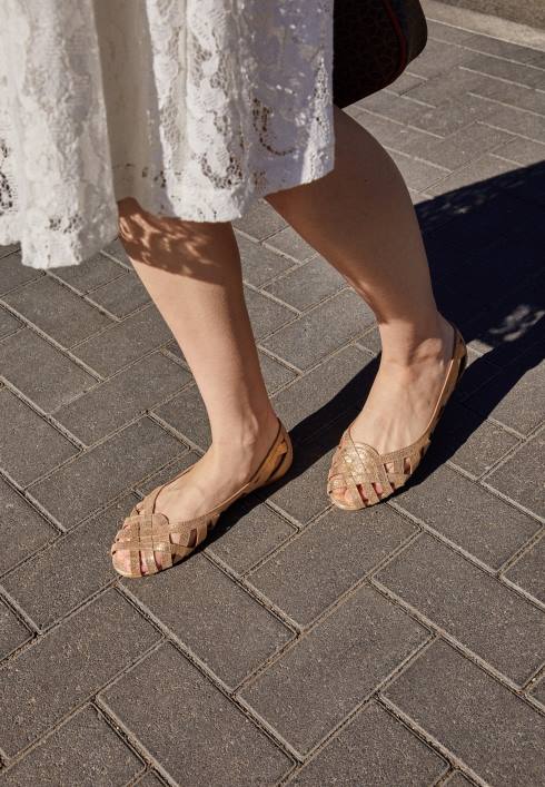 femei balerini peeptoe din piele aurii Anna Field22842131