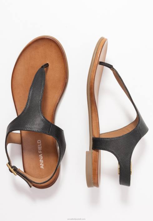 femei sandale T-bar din piele negre Anna Field22841521