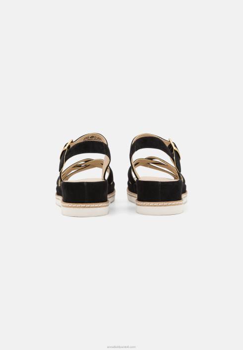 femei sandale cu pană din piele neagră Anna Field22841488