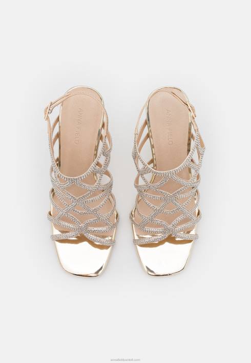 femei sandale din piele cu toc inalt aurii Anna Field22841354